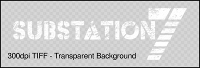 SubStation 7 White Logo - 300dpi TIFF, Transparent Background